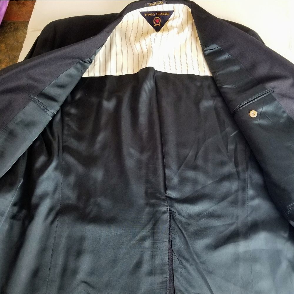 Tommy Hilfiger Dark Blue Wool 3 Button Sport Coat Blazer Jacket - Picture 11 of 14